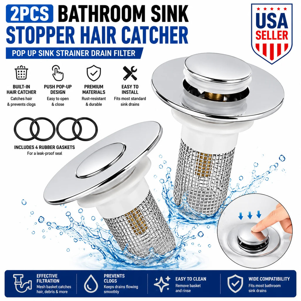 Pop-Up Sink Drain Strainer 2-Pack