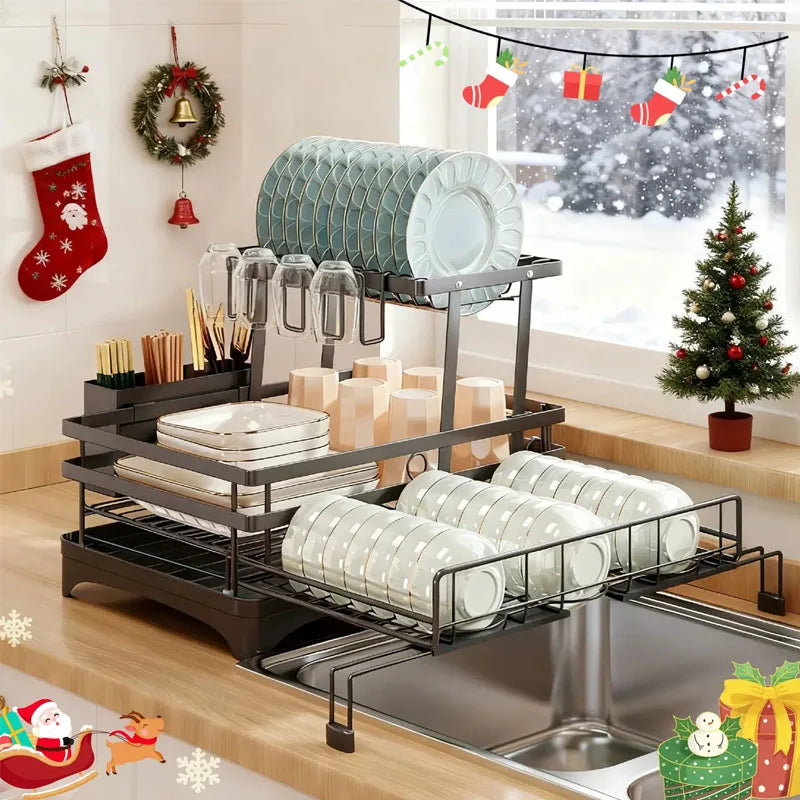 Foldable Over-Sink 2-Tier Dish Rack