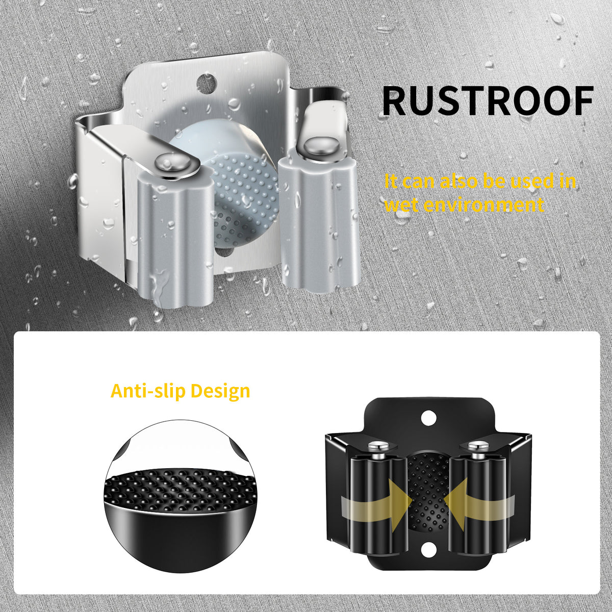 12-Piece Stainless Steel Wall-Mounted Mop and Broom Clip Holder Set