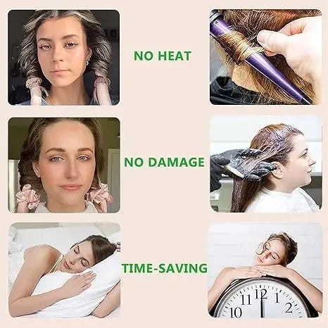 Silk Heatless Hair Curling Ribbon Set