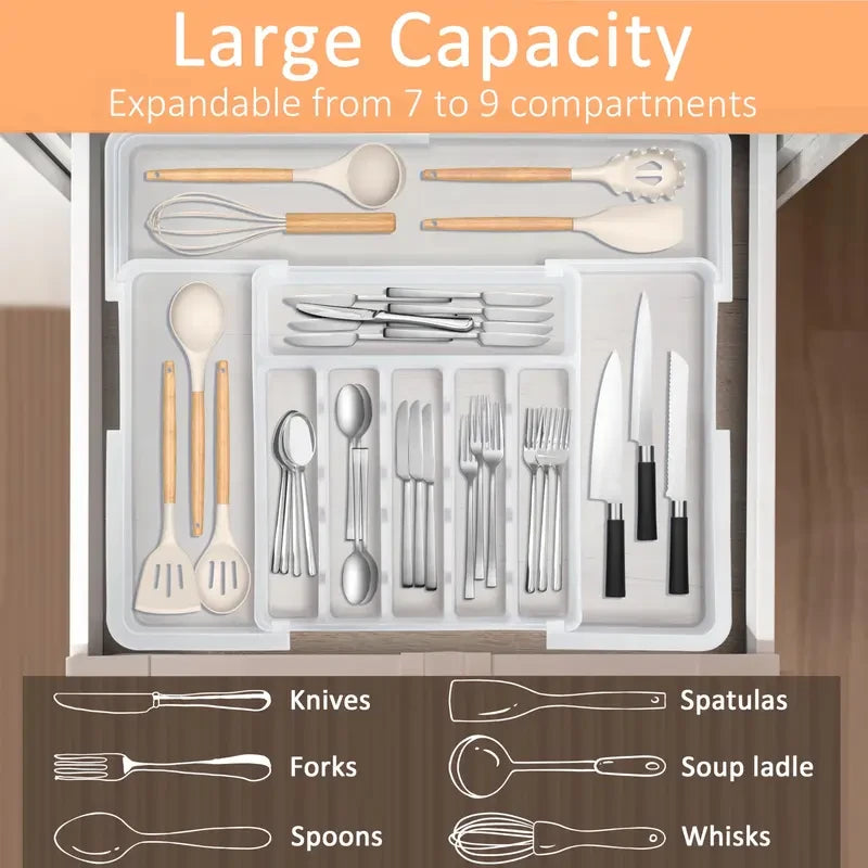 SUHOPE Expandable Kitchen Utensil Drawer Organizer