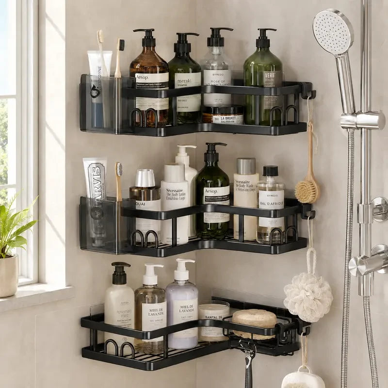 Black Stainless Steel Corner Shower Caddy