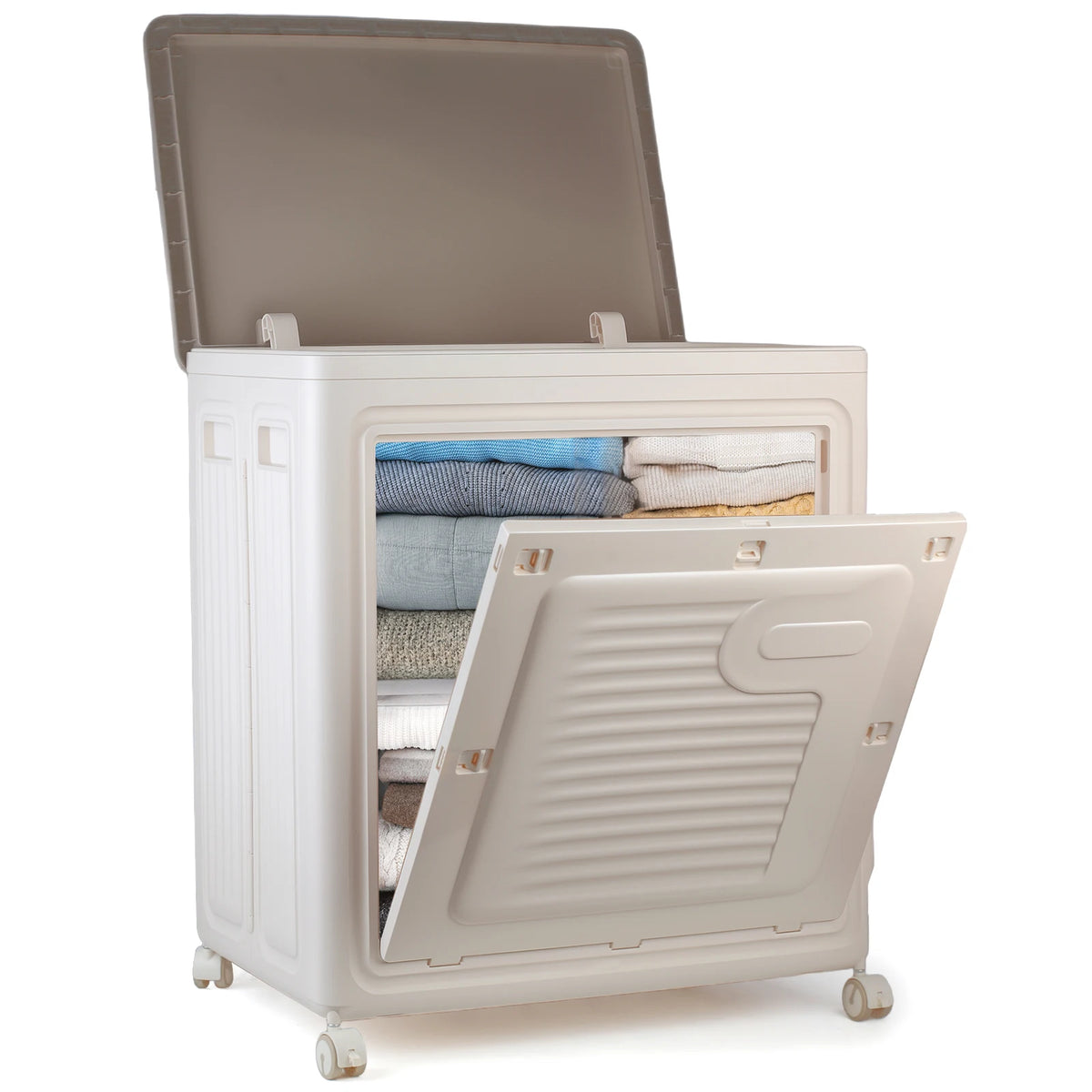 Foldable Wheeled Storage Box with Dustproof Doors