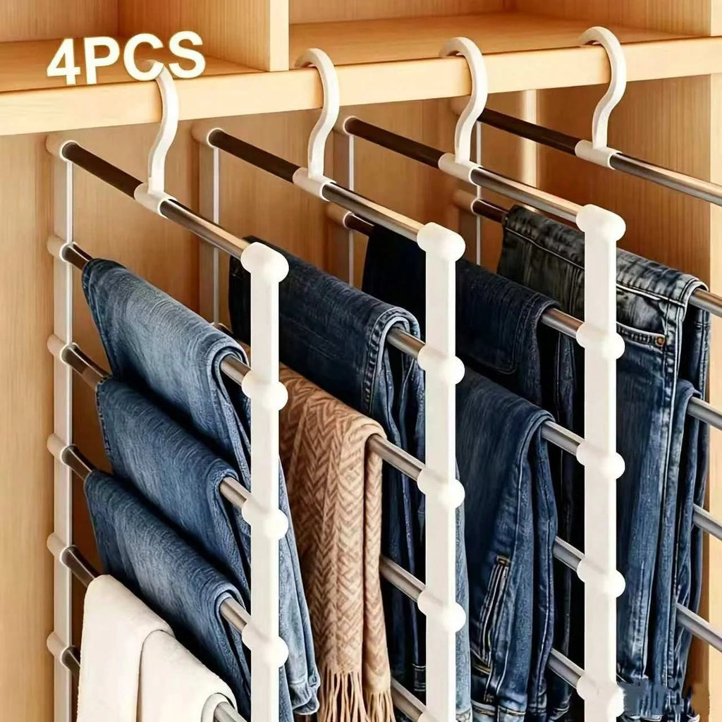 4-Piece Foldable 7-Layer Non-Slip Pants Hanger Set