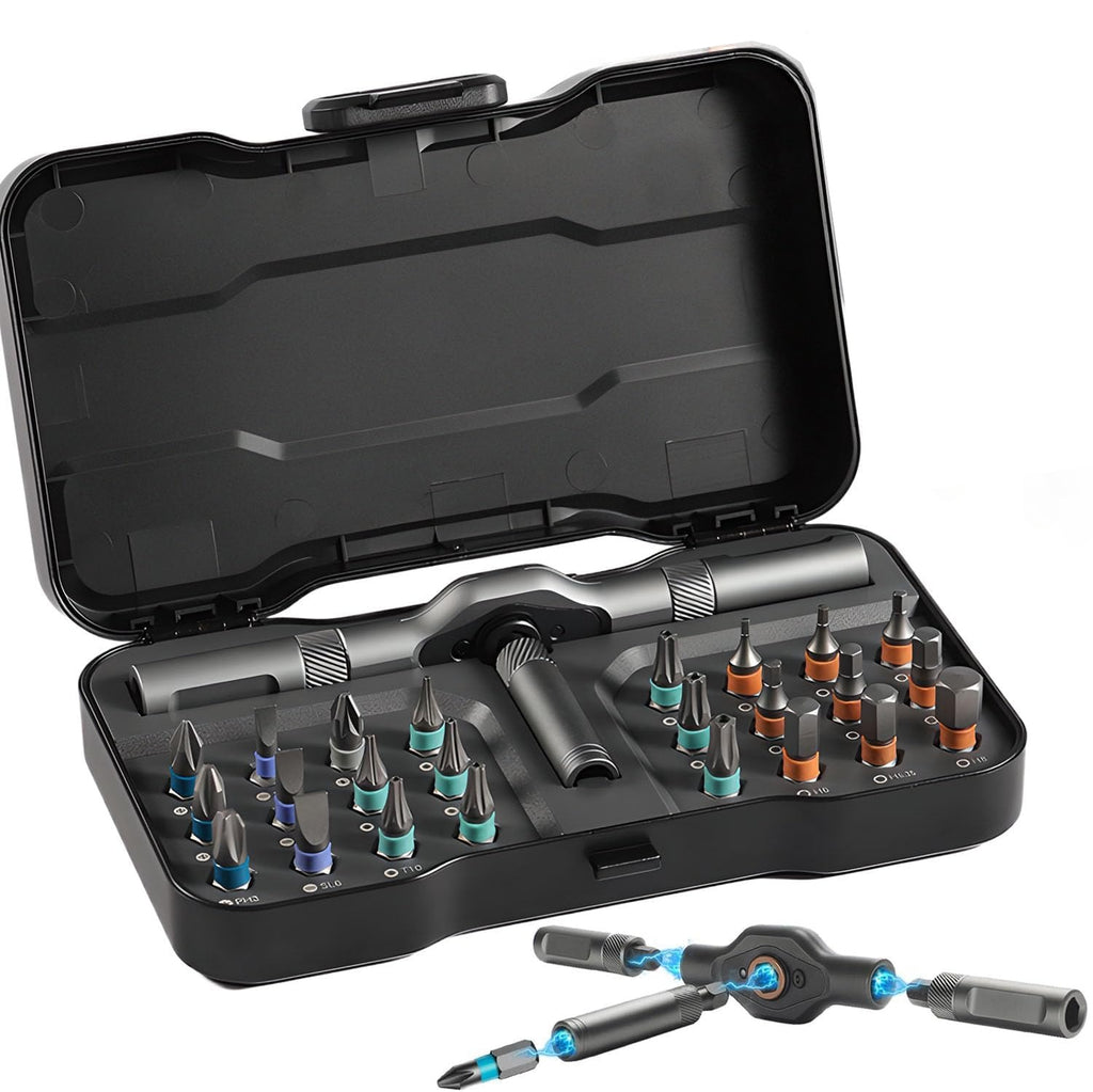 24-Piece Compact Magnetic Ratchet Screwdriver Set with Repair Case