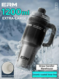 1200ml Ceramic-Coated Stainless Steel Insulated Water Bottle with Straw and Handle