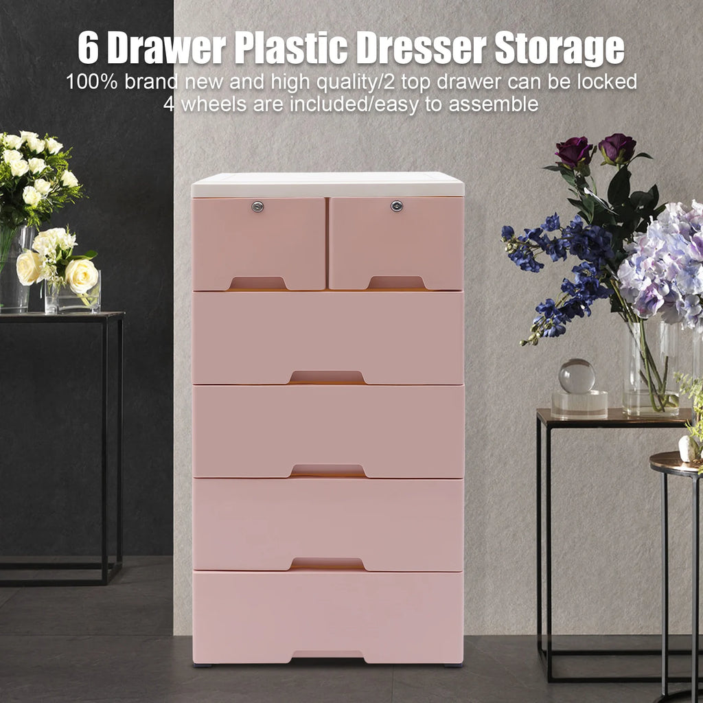 6-Drawer Plastic Dresser Storage Tower Organizer