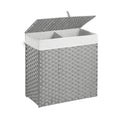 Wicker 2-Section Laundry Hamper with Lid and Washable Liners