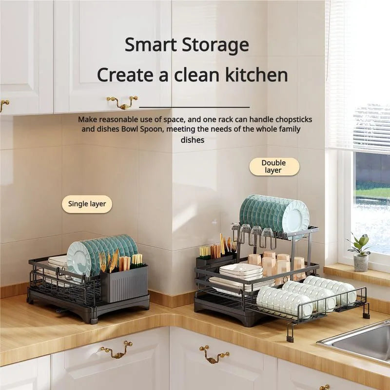 Foldable Over-Sink 2-Tier Dish Rack