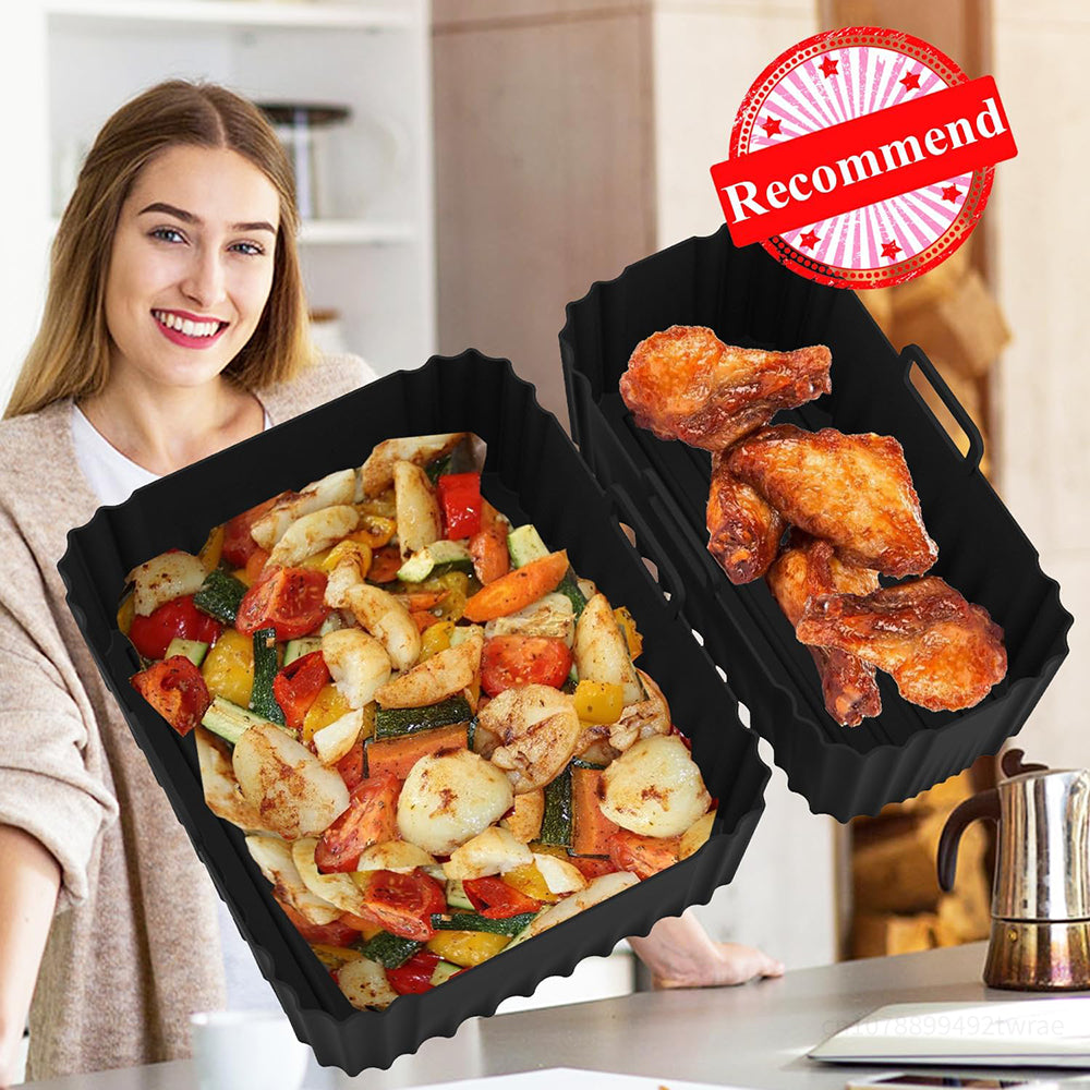 2-Piece Dual-Basket Silicone Air Fryer Liner Set