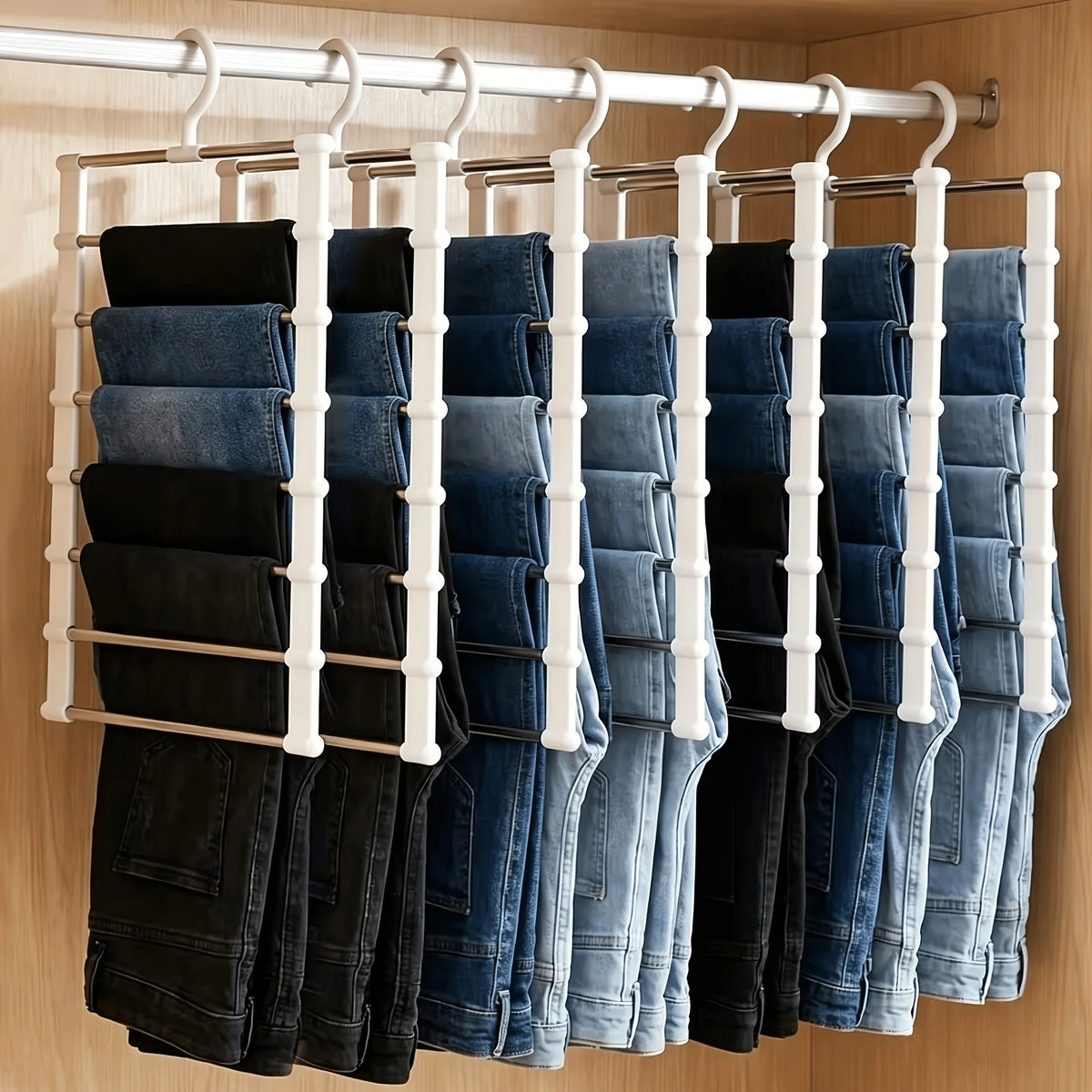 4-Piece Foldable 7-Layer Non-Slip Pants Hanger Set