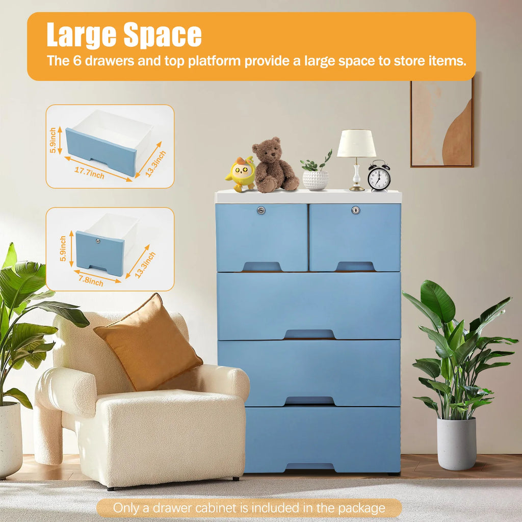 6-Drawer Plastic Dresser Storage Tower Organizer