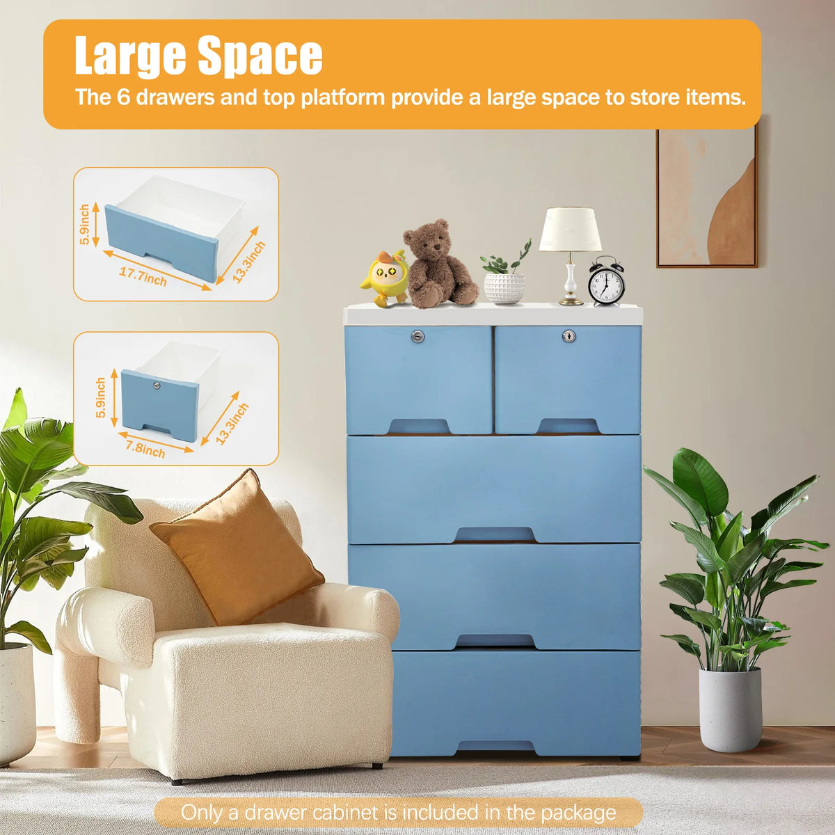 6-Drawer Plastic Dresser Storage Tower Organizer