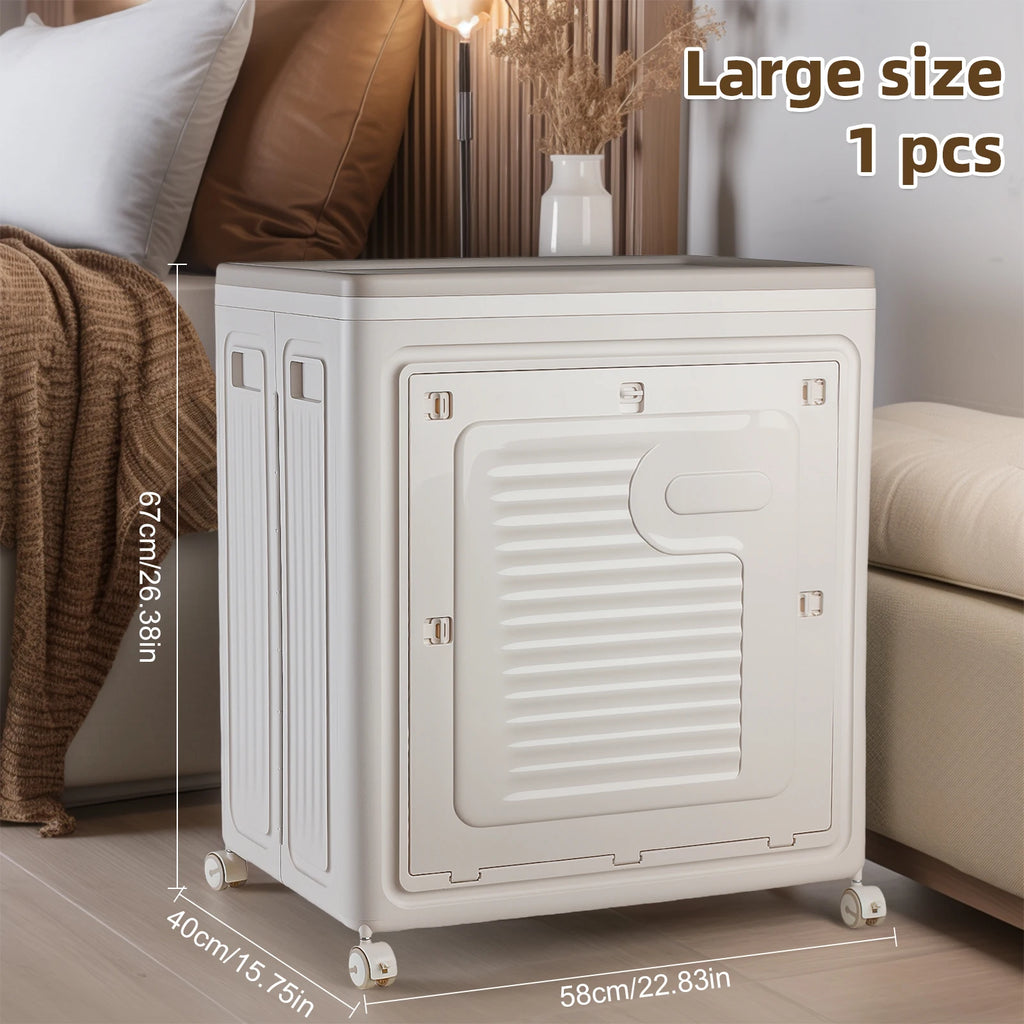 Foldable Wheeled Storage Box with Dustproof Doors