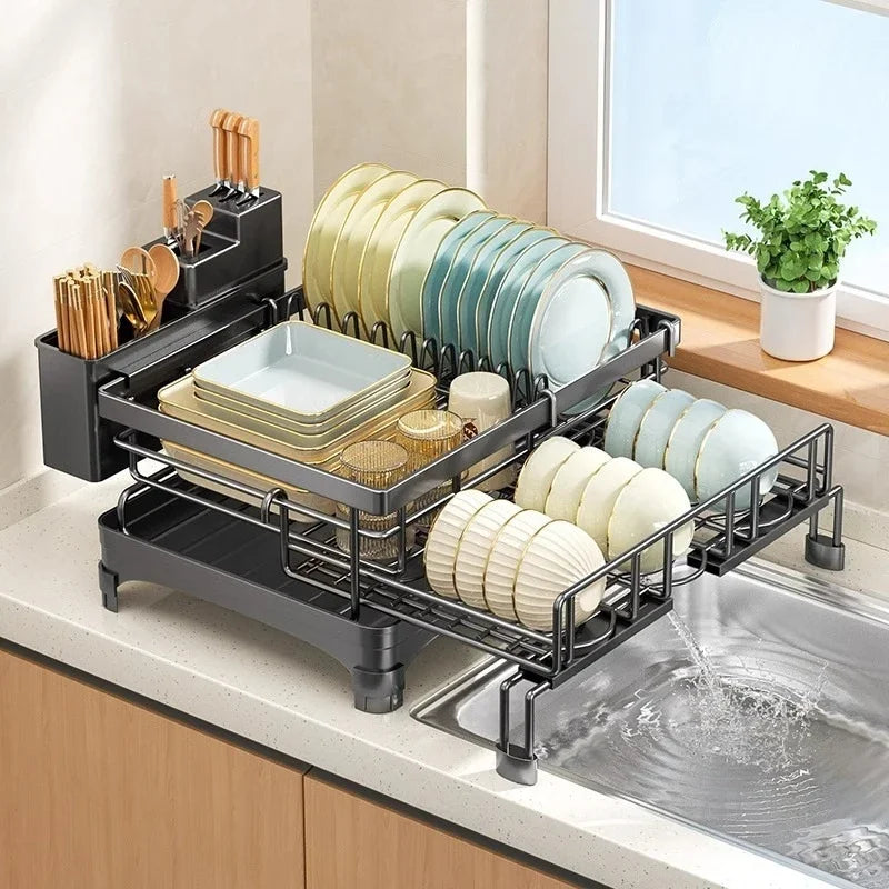 Foldable Over-Sink 2-Tier Dish Rack