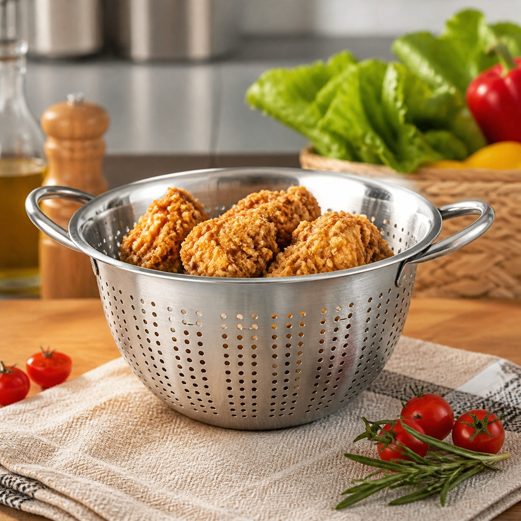 304 Stainless Steel Kitchen Colander with Side Handles, 24cm