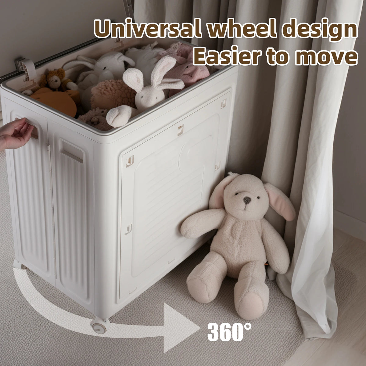 Foldable Wheeled Storage Box with Dustproof Doors