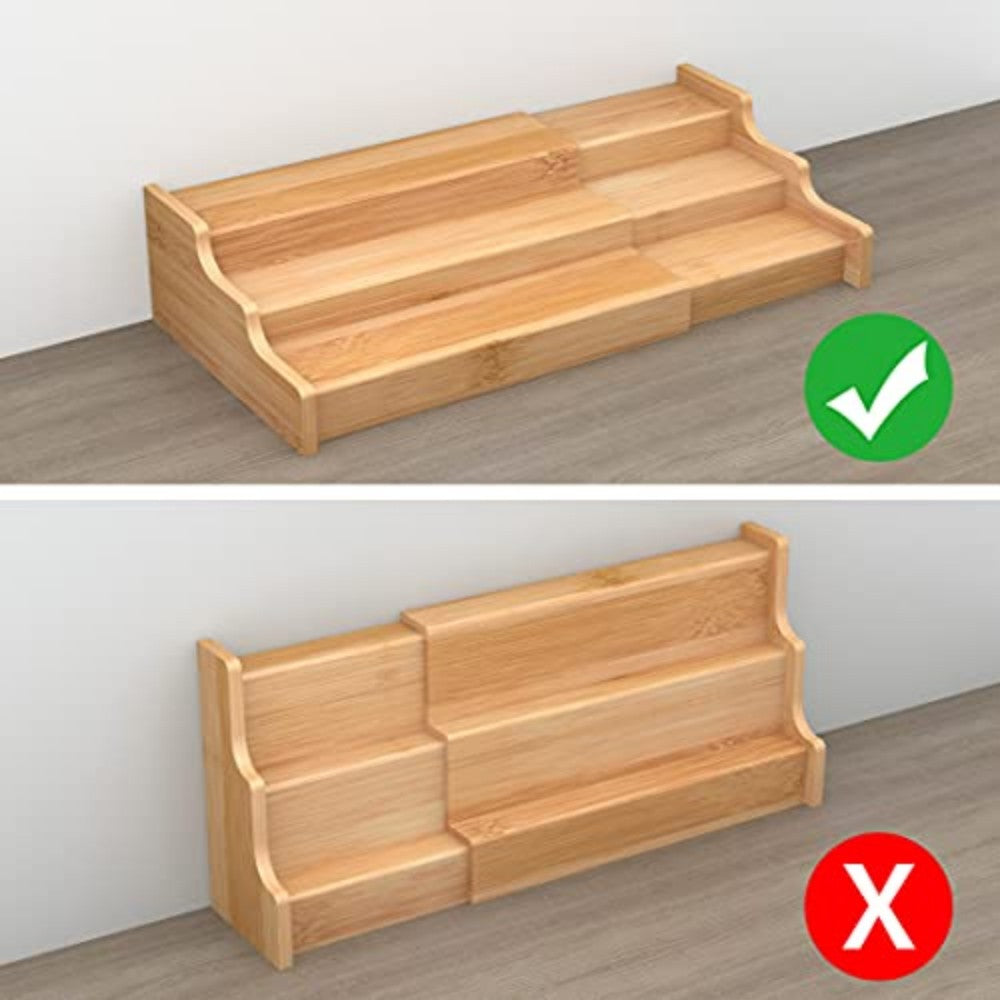 3-Tier Expandable Bamboo Spice Rack Organizer
