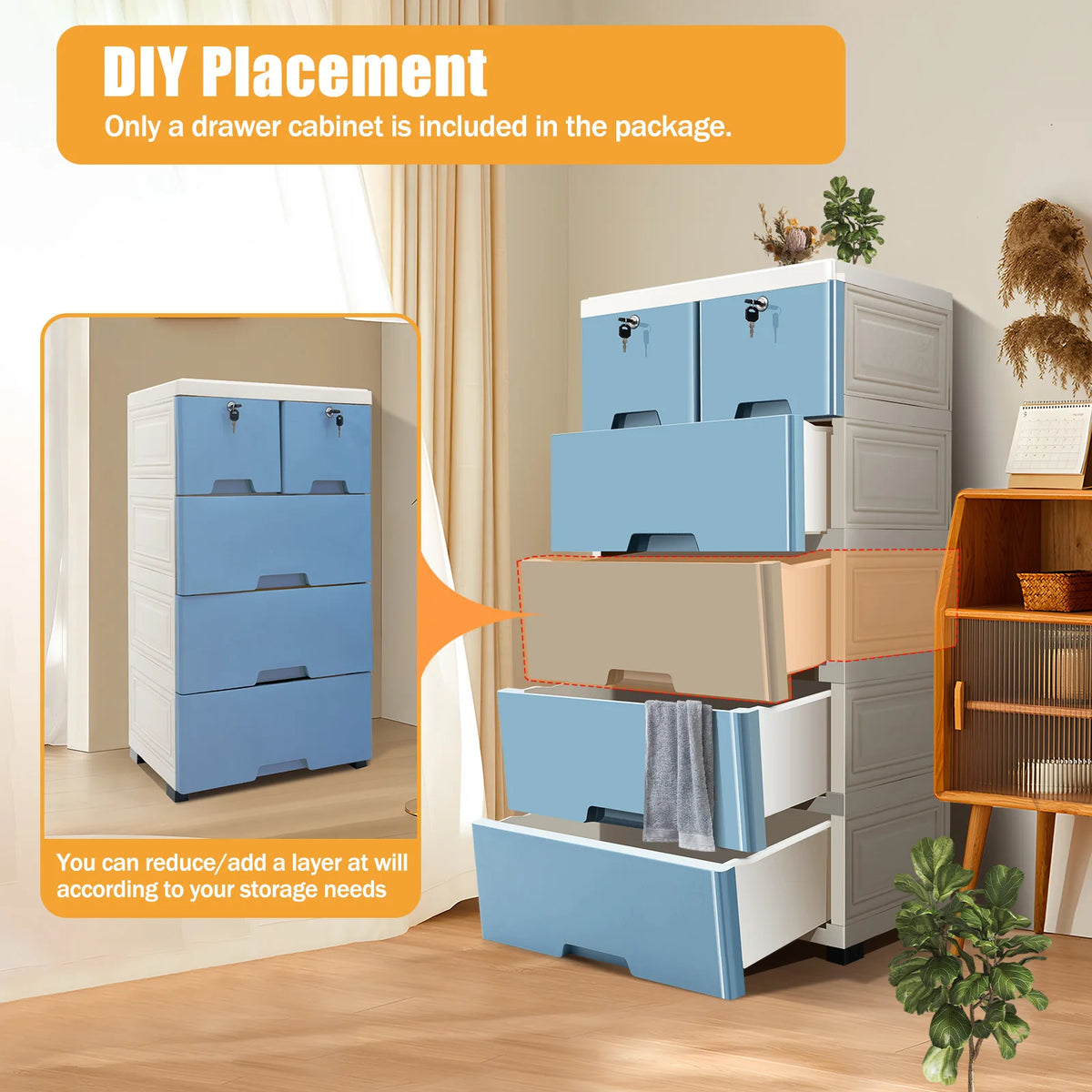 6-Drawer Plastic Dresser Storage Tower Organizer