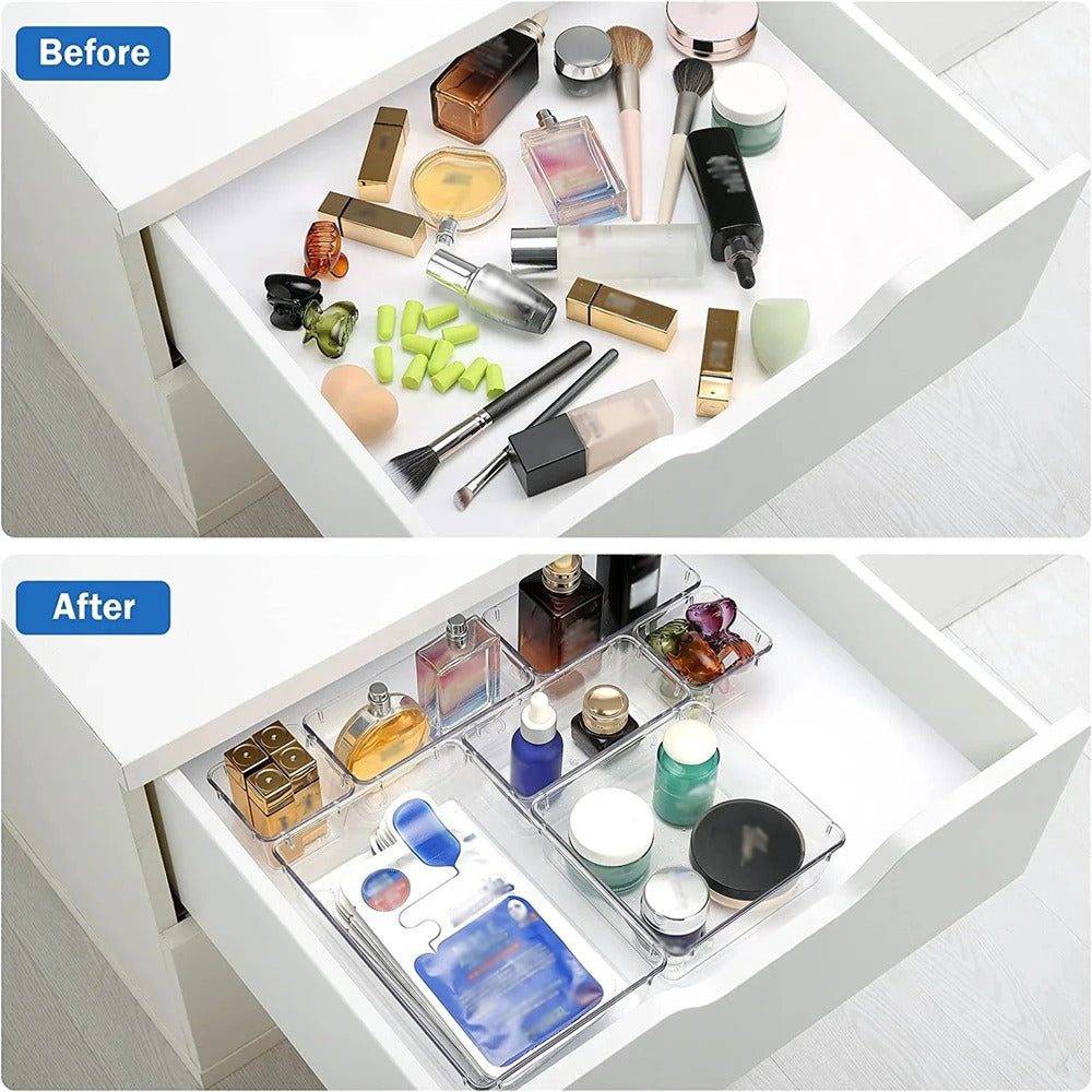 Clear 4-Piece Versatile Drawer Organizer Set
