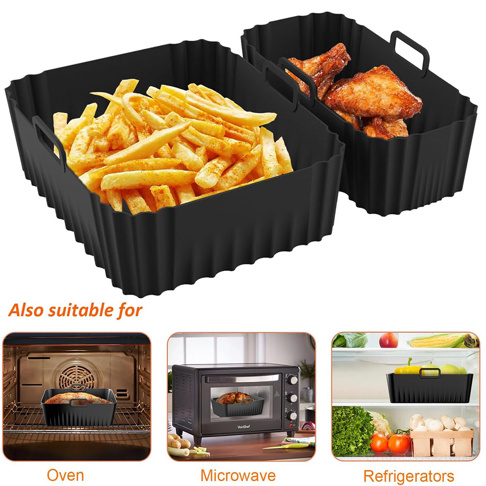 2-Piece Dual-Basket Silicone Air Fryer Liner Set