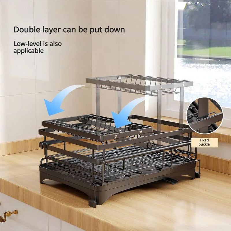 Foldable Over-Sink 2-Tier Dish Rack