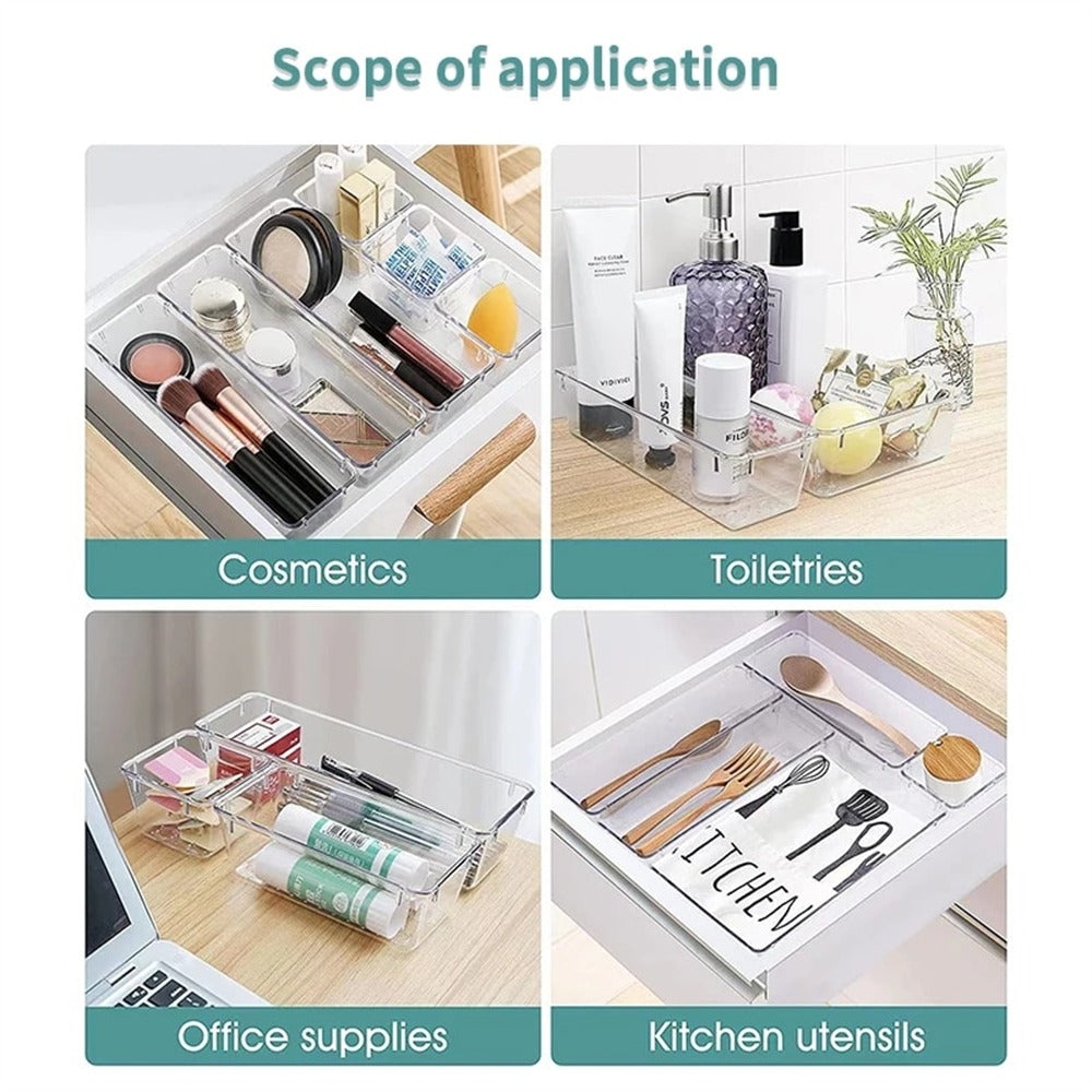 Clear 4-Piece Versatile Drawer Organizer Set