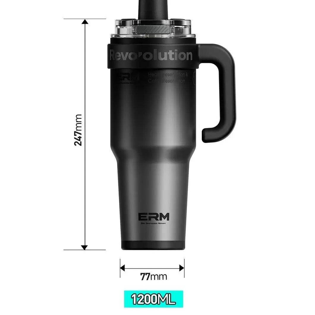 1200ml Ceramic-Coated Stainless Steel Insulated Water Bottle with Straw and Handle