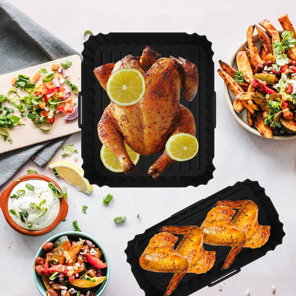 2-Piece Dual-Basket Silicone Air Fryer Liner Set