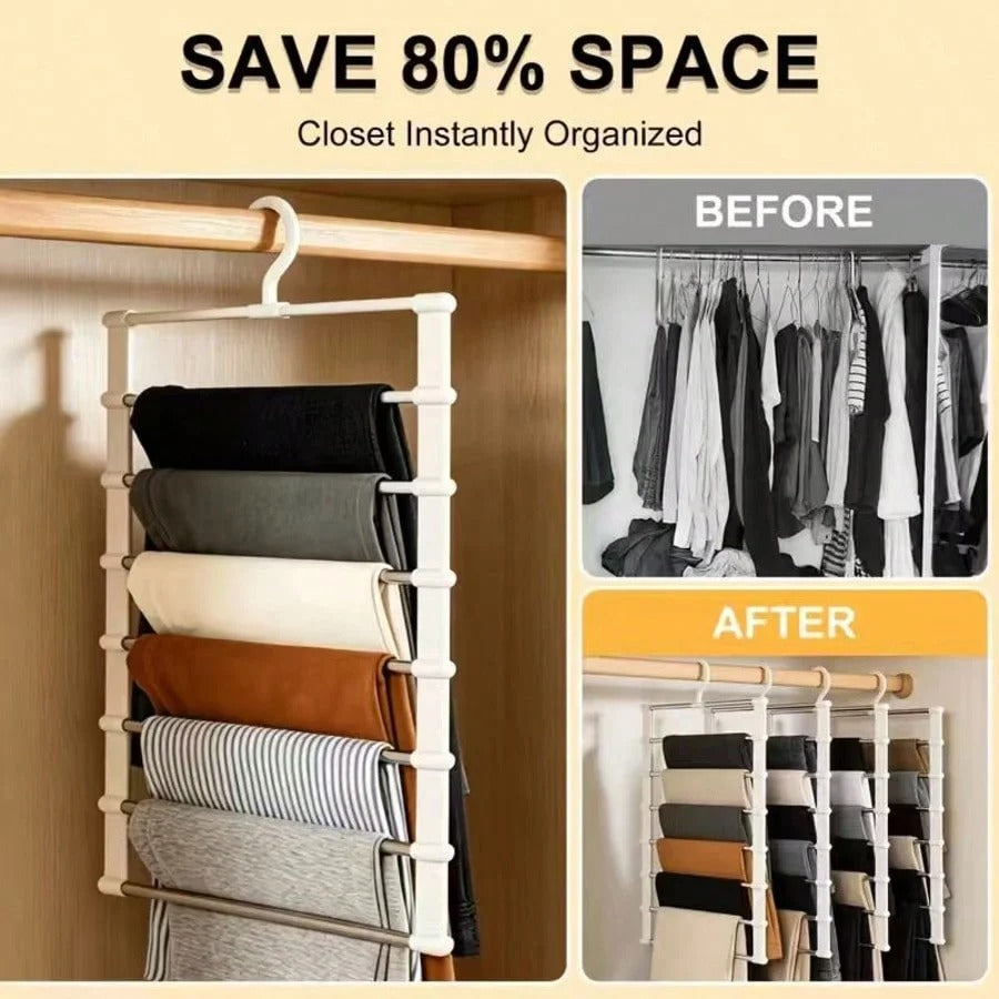 4-Piece Foldable 7-Layer Non-Slip Pants Hanger Set