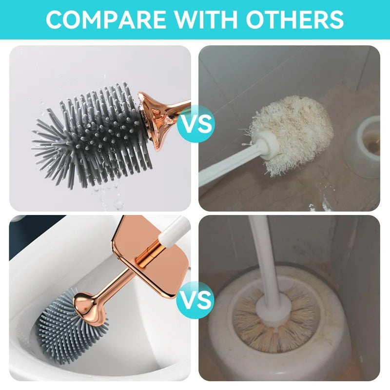 Silicone Toilet Brush with Holder, Long Handle