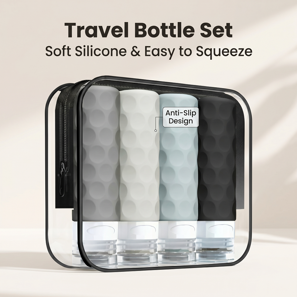 4pc Silicone Travel Bottles