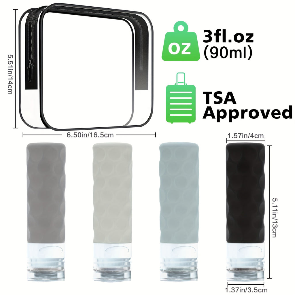4pc Silicone Travel Bottles