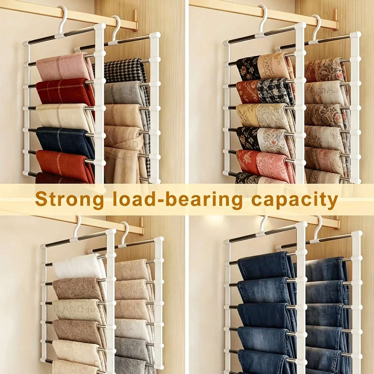 4-Piece Foldable 7-Layer Non-Slip Pants Hanger Set