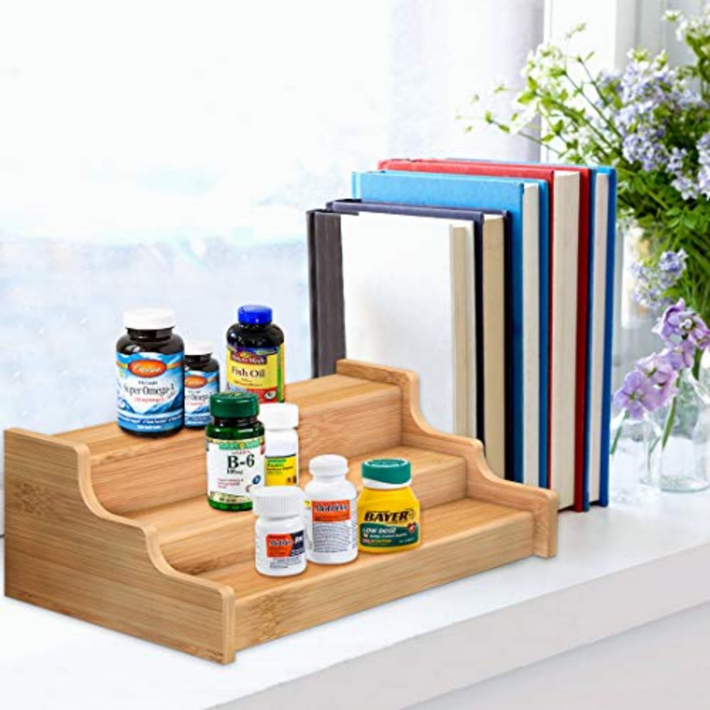 3-Tier Expandable Bamboo Spice Rack Organizer