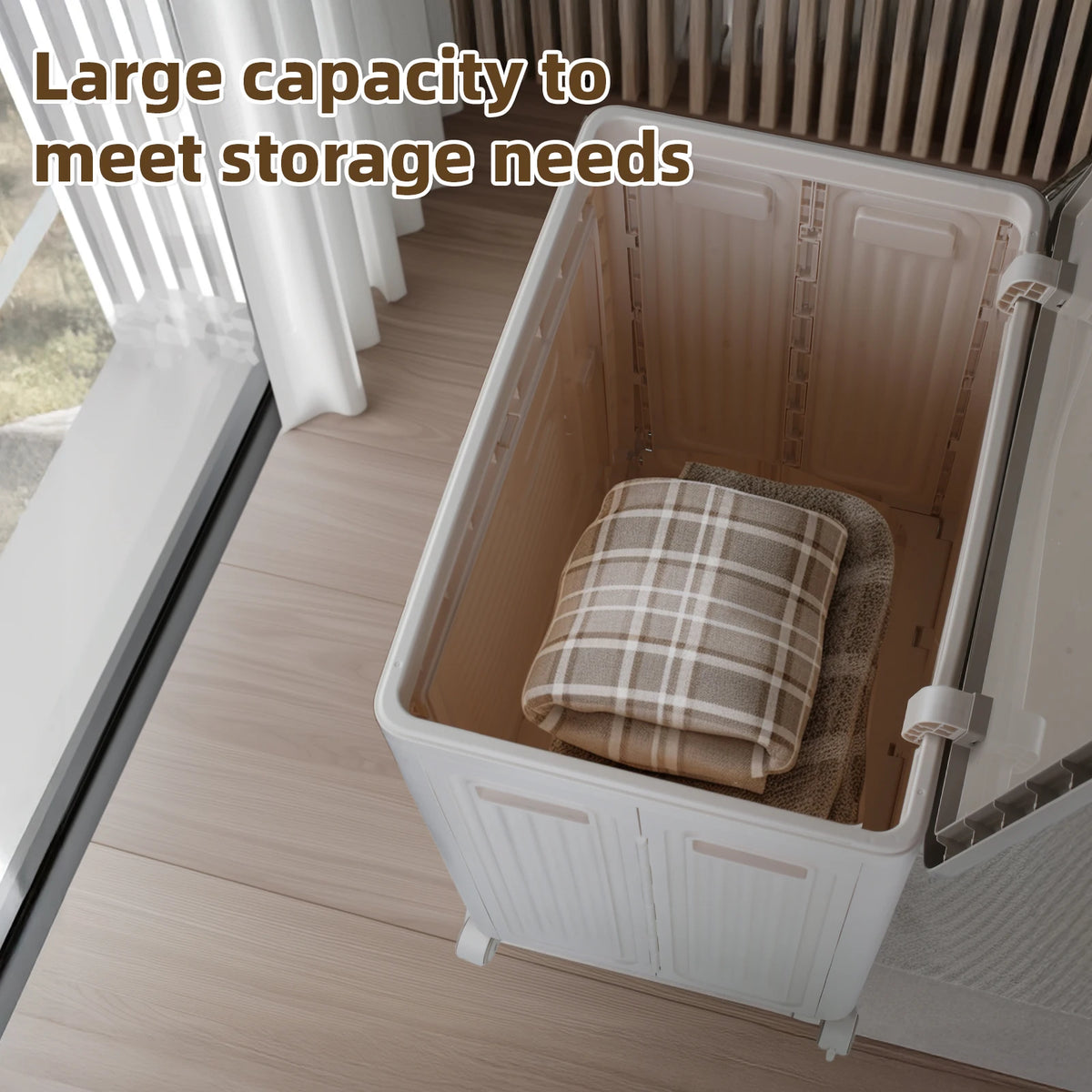 Foldable Wheeled Storage Box with Dustproof Doors
