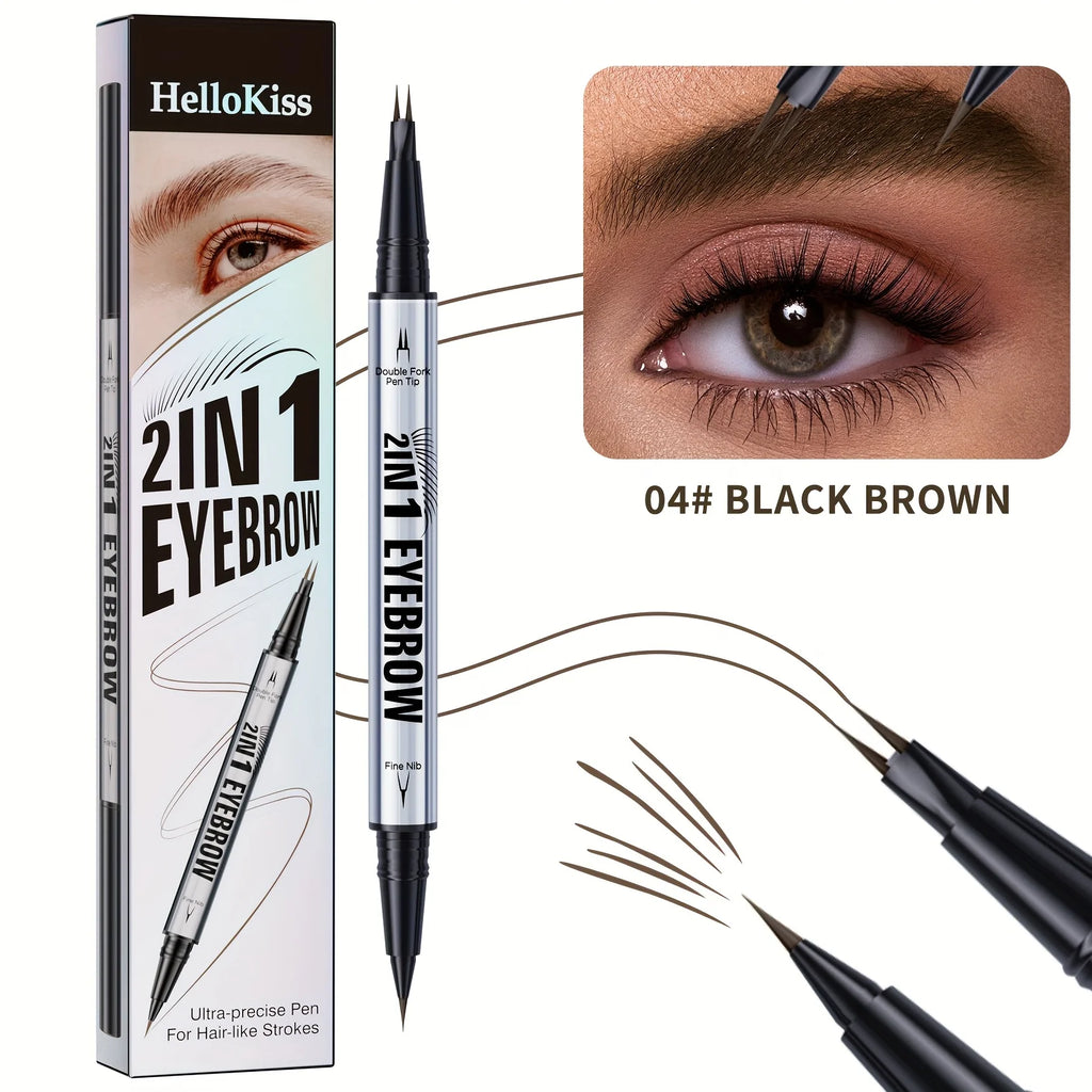 2-in-1 Waterproof Brow Pen with Micro-Fork Tip and Brush