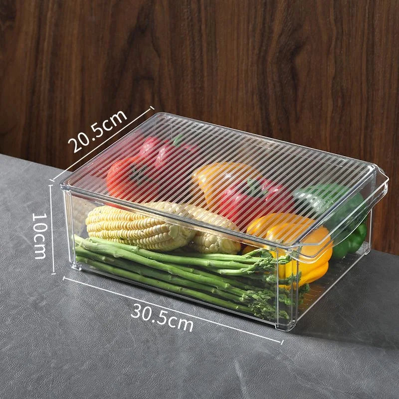 Stackable Clear Refrigerator Organizer Bins with Lids
