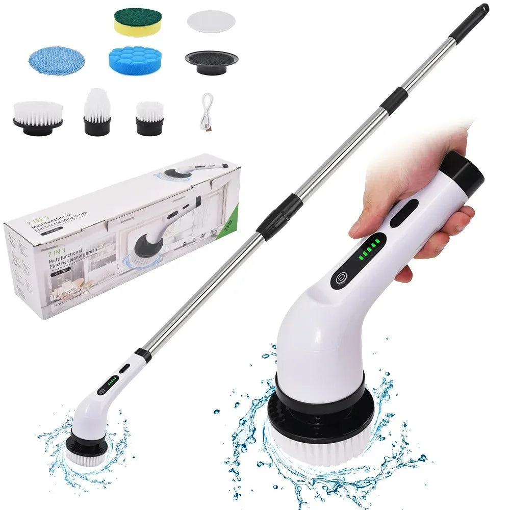 Cordless Electric Spin Scrubber with 9 Brush Heads