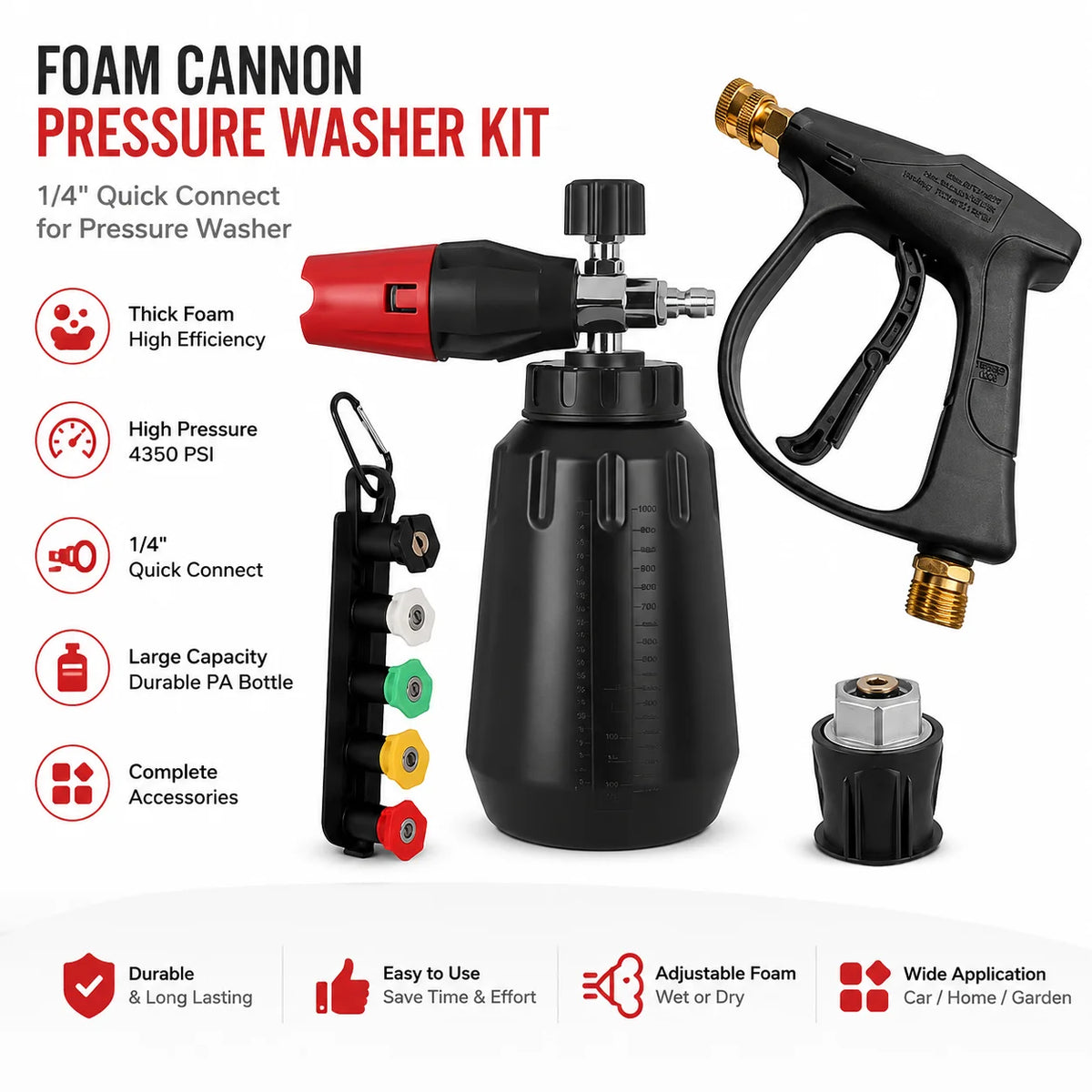 Pressure Washer Foam Gun Kit (5 Nozzles)