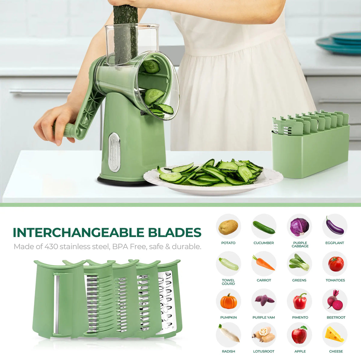 SUSTEAS Rotary Cheese Grater