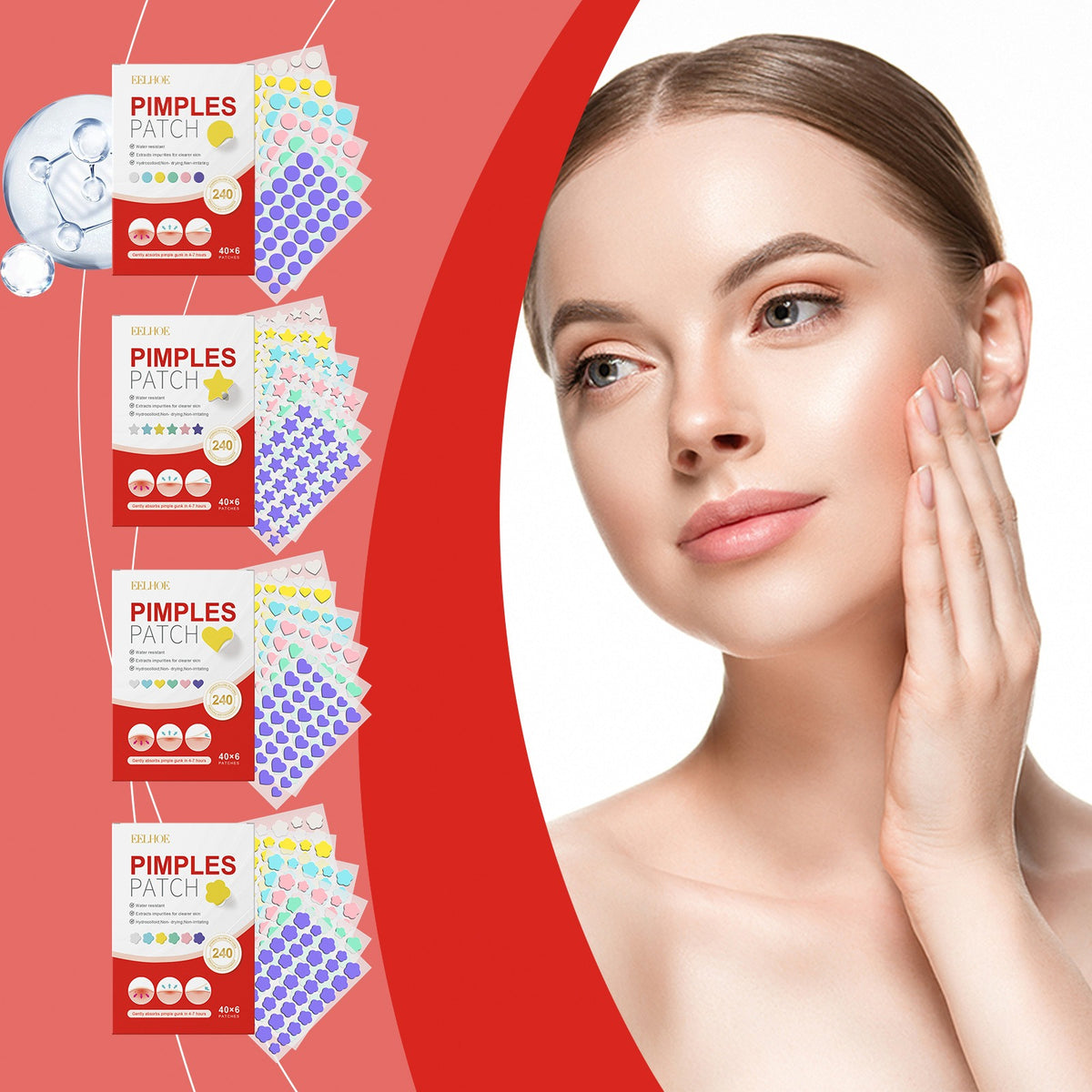 240pcs Heart & Star Hydrocolloid Acne Patches