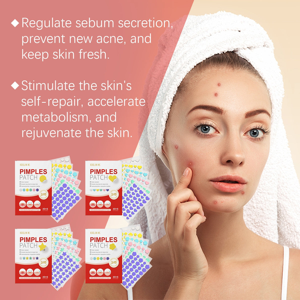 240pcs Heart & Star Hydrocolloid Acne Patches