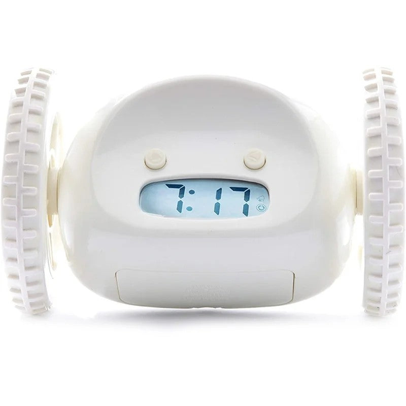 Rolling alarm clock side angle