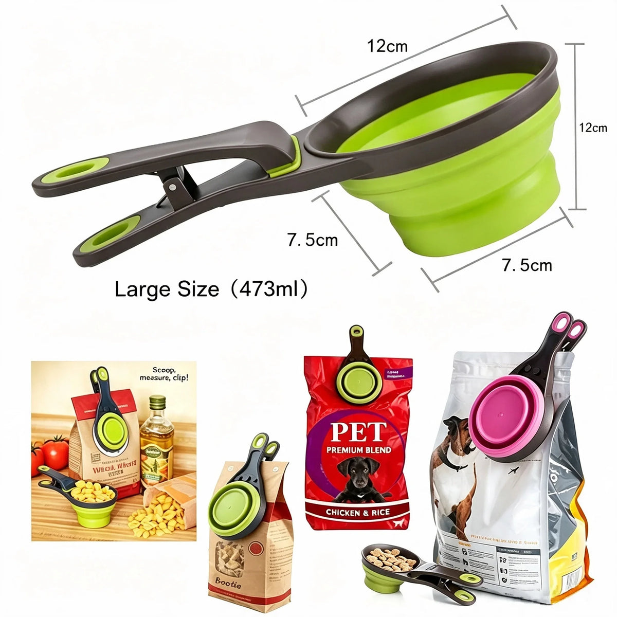 Silicone Pet Food Scoop Bag Clip