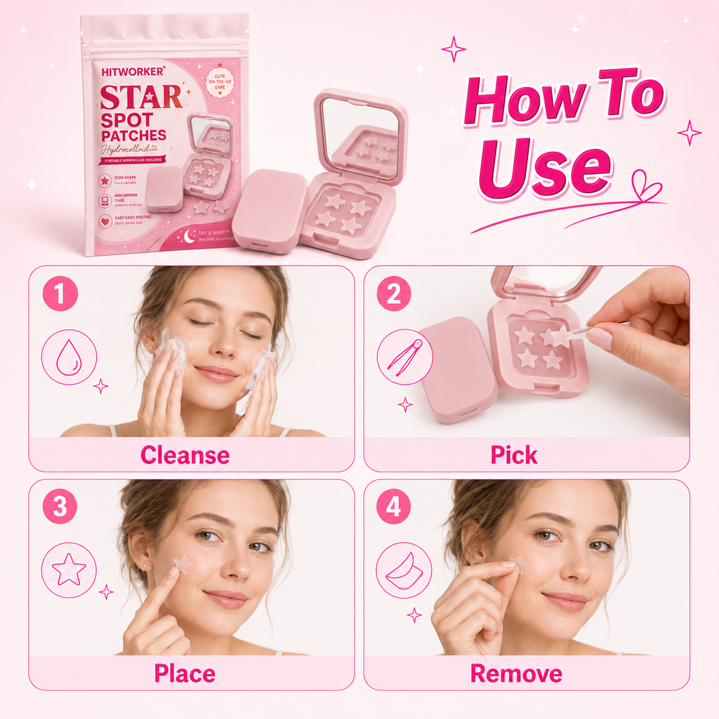 Star Acne Patch Kit with Mirror Box – Cute Hydrocolloid Patches